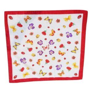 Vintage Moda Italiana Scarf With Butterfly Floral Print Hair Accessory